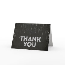 Cartão de Agradecimento Brilho Preto e Prata
