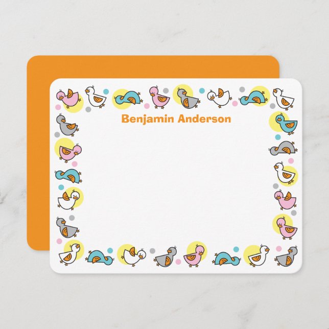 Cartão De Agradecimento Brincadeira Brincadeira Patos Patos Chás de fralda (Frente/Verso)