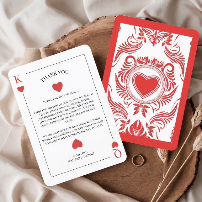 Cartão De Agradecimento Brincando com o casamento de Las Vegas (Playing Card Unique Thank you Card Las Vegas Lucky in Love Poker Destination Wedding)