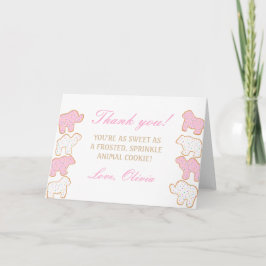Cartão De Agradecimento Brinde de festa Biscoito Animal com glacê rosa