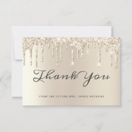 Cartão De Agradecimento Brinde de Noiva com Brilho Chic Gotejando Agradeci