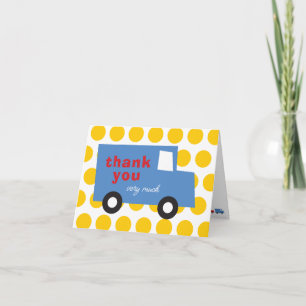 Cartão De Agradecimento Brinquedos de Menino Divertido & Fofo Caminhão Azu