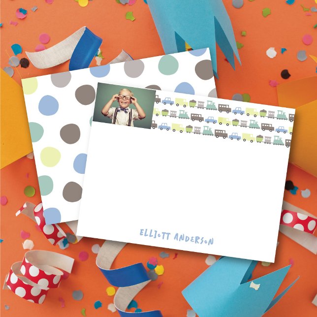 Cartão De Agradecimento Brinquedos Diversão Retro Transporte Foto Crianças (Boys Toys Fun Retro Transport Photo Kids Thank You Stationery Note Card @ fatfatin_mini_me)