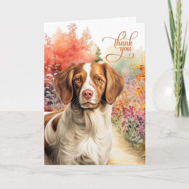 Cartão De Agradecimento Brittany Spaniel Dog Colorful Garden Path (Frente)