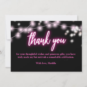 Cartão De Agradecimento Broche de Bat Mitzvah Neon Temático