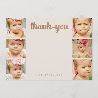 Cartão De Agradecimento Bronze Baby Obrigado 6 Fotografias Frame Flat Card