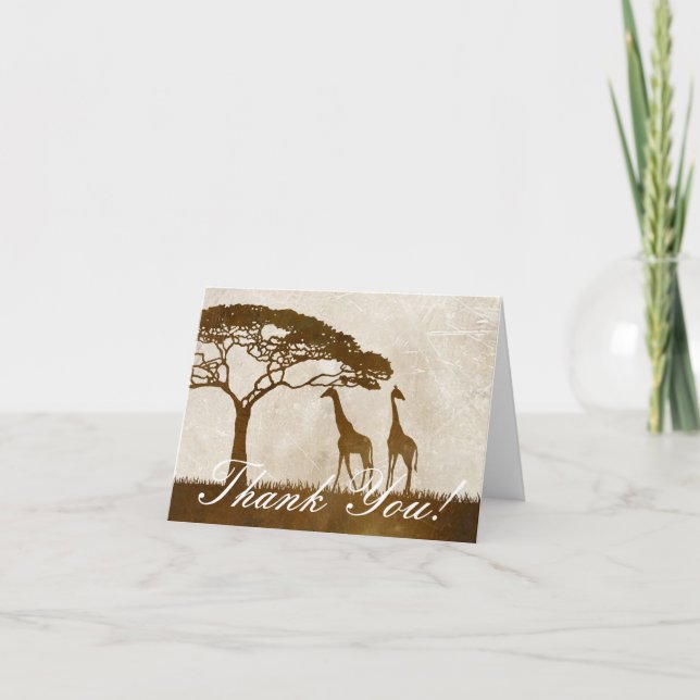 Cartão De Agradecimento Brown and Ivory African Giraffe Wedding Thank You (Frente)