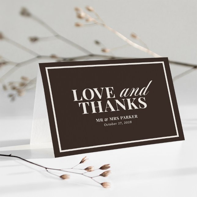 Cartão De Agradecimento Brown and Ivory Neutral | Classic Luxe Wedding (Criador carregado)