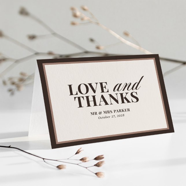Cartão De Agradecimento Brown Neutral | Classic Luxe Wedding (Criador carregado)