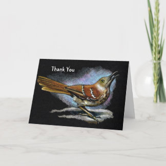 Cartão De Agradecimento Brown Thrasher: Bird: Wildlife Art: Thank You