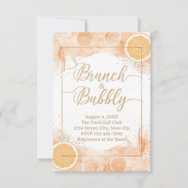 Cartão De Agradecimento Brunch & Bubbly Details Card – Peach Watercolor (Frente)