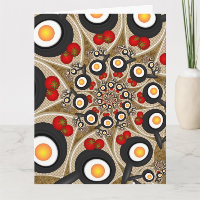 Cartão De Agradecimento Brunch Fractal Art Funny Food, Tomatoes, Eggs (Frente)