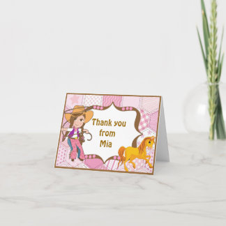 Cartão De Agradecimento Brunette Cowgirl Obrigado Nota