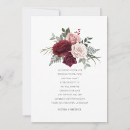 Cartão De Agradecimento Brurgundy Rosa Bouquet pintado à Mão