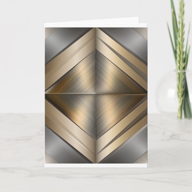 Cartão De Agradecimento Brushed Metallic Geometric Diamond Pattern (Frente)