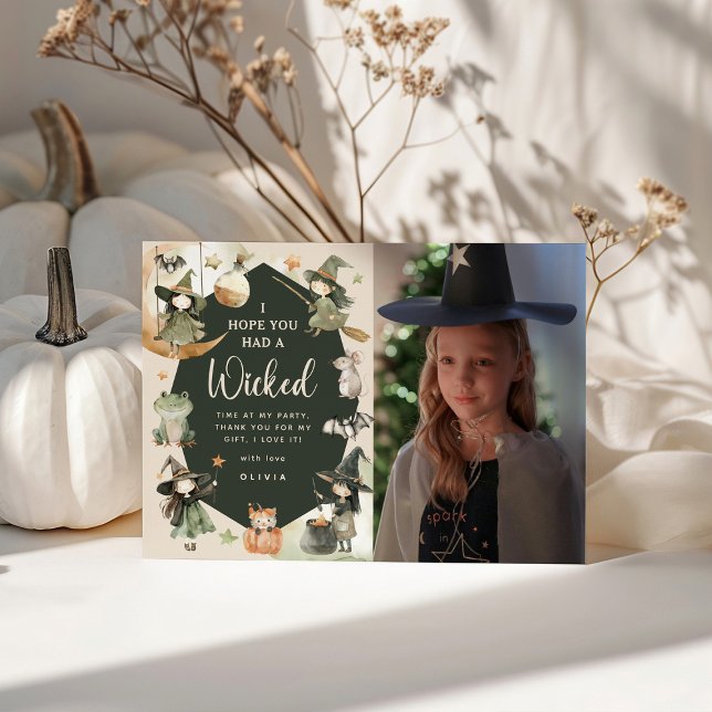 Cartão De Agradecimento Bruxa Caminho para a Festa de Aniversário de Hallo (Criador carregado)