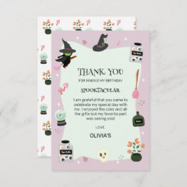 Cartão De Agradecimento Bruxa Verde Maliciosamente Fofa de Halloween de An