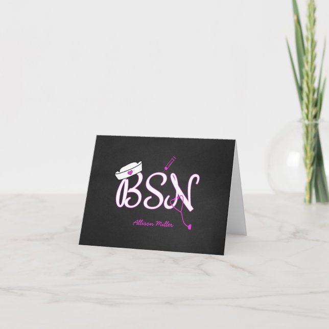 Cartão De Agradecimento BSN personalized thank you cards, nurse graduation (Frente)