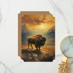 Cartão De Agradecimento Buffalo Bison Sunset Silhouette