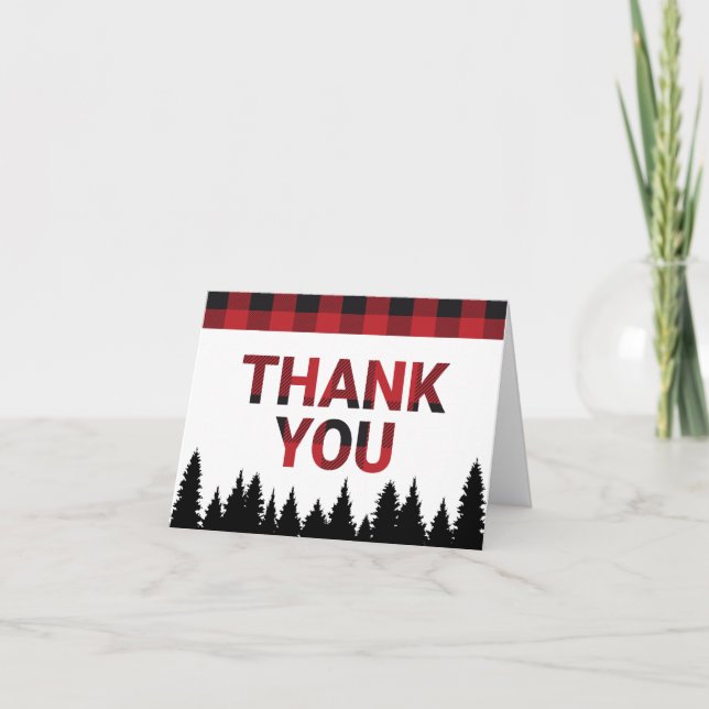 Cartão De Agradecimento Buffalo Plaid Thank You Card (Frente)
