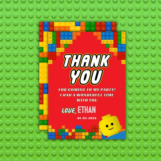 Cartão De Agradecimento Building Blocks Birthday Fun Colorful Kids (Criador carregado)