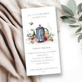 Cartão De Agradecimento Bule Floral de Rosa Folheto A Qualquer Aniversário