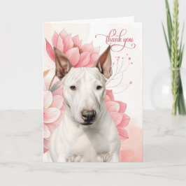 Cartão De Agradecimento Bull Terrier Dog Soft Pink Botanical Blooms