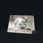 Cartão De Agradecimento Bulldog Vintage Greeting Card<br><div class="desc">Go into customize and change text, YOUR GREETING HERE, to whatever you want. For example Happy Birthday, Thank You, Thinking Of You, Get Well, Miss You, Congratulations, Anniversary, etc. This card was left blank inside to allow you to covey your own personal message. Edwin Megargee (1883-1958) is the artist that...</div>