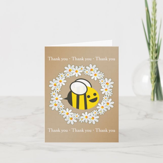Cartão De Agradecimento Bumble Bee In A Daisy Wreath Birthday Thank You (Frente)