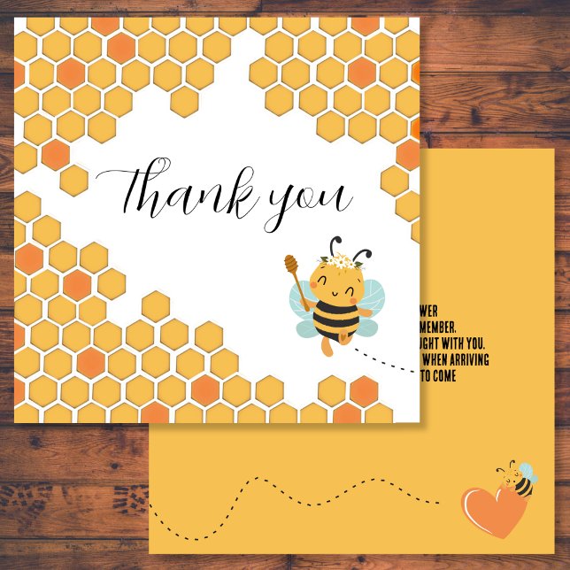 Cartão De Agradecimento Bumblebee bebê mãe de mel laranja (Criador carregado)