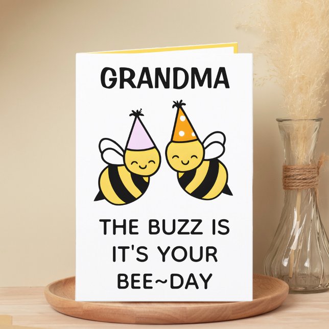 Cartão De Agradecimento Bumblebee Bonita Abelha Avó Feliz Aniversário (cute bee bumblebee birthday card for grandma)