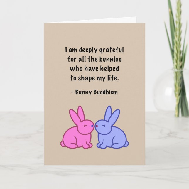 Cartão De Agradecimento Bunny Buddhism "Grateful Bunnies" Thank You Card (Frente)