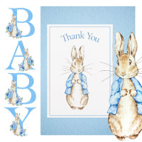 Bunny Rabbit Blue Chá de fraldas Obrigado