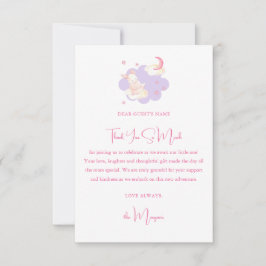 Cartão De Agradecimento Bunny Sonha Chá de fraldas Roxo