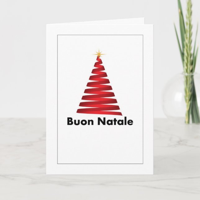 Cartão De Agradecimento Buon Natale Albero Italian Greeting Card (Frente)