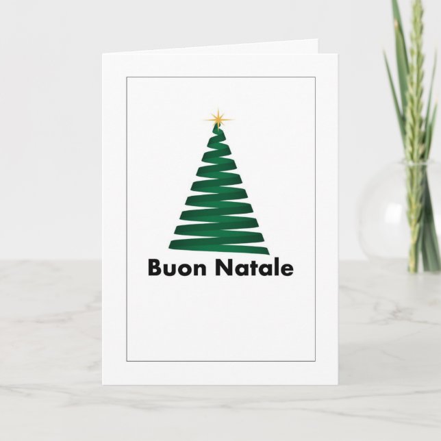 Cartão De Agradecimento Buon Natale Albero Italian Greeting Card (Frente)