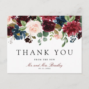 Cartão De Agradecimento Buquê Borgonha   Obrigado