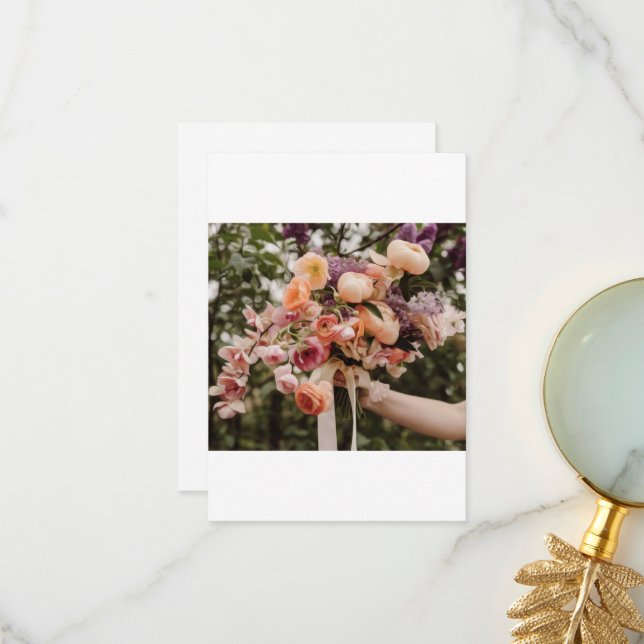 Cartão De Agradecimento Buquê de casamento (Frente/Verso In Situ)