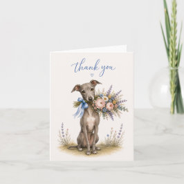 Cartão De Agradecimento Buquê de Flores de Galgo Italiano Obrigado