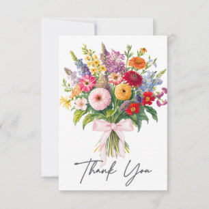 Cartão De Agradecimento Buquê De Flores De Jardim Colorido Elegante De Ani