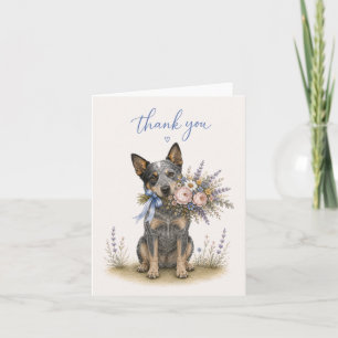 Cartão De Agradecimento Buquê de Flores do Australian Cattle Dog Obrigado