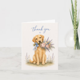 Cartão De Agradecimento Buquê de Flores do Golden Retriever Obrigado