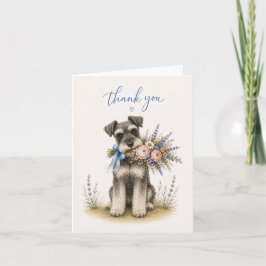 Cartão De Agradecimento Buquê de Flores do Miniature Schnauzer Obrigado