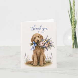 Cartão De Agradecimento Buquê de Flores Goldendoodle Obrigado
