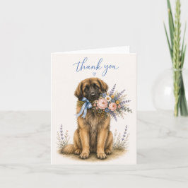 Cartão De Agradecimento Buquê de Flores Leonberger Obrigado