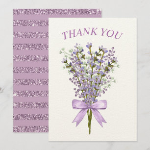 Cartão De Agradecimento Buquê de Lavanda de Aquarela Obrigado