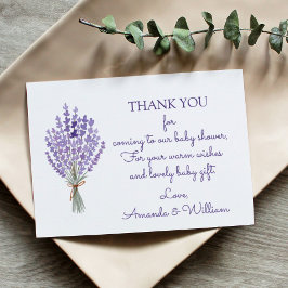 Cartão De Agradecimento Buquê de Lavanda de Aquarela Obrigado Chá de frald