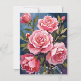 Cartão De Agradecimento Buquê de Rosa Rosa Bege Pintado