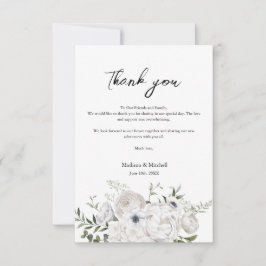 Cartão De Agradecimento Buquê Floral Branco e Preto Moderno