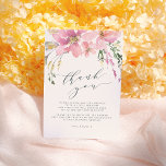 Cartão De Agradecimento Buquê Floral De Meio-Verão Elegante Obrigado<br><div class="desc">Um design de chá de fraldas feminino com "obrigado você" em um roteiro elegante e cursivo enquadrado por um buquê de flores cor-de-água rosa. Estas cartas de agradecimento são uma forma perfeita de expressar sua gratidão aos seus convidados sem passar anos escrevendo uma nova mensagem para cada um! O modelo...</div>